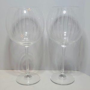 SET OF 2 MIKASA 9" CHEERS BALLOON WINE GOBLETS VERTICAL LINES 24 OZ
